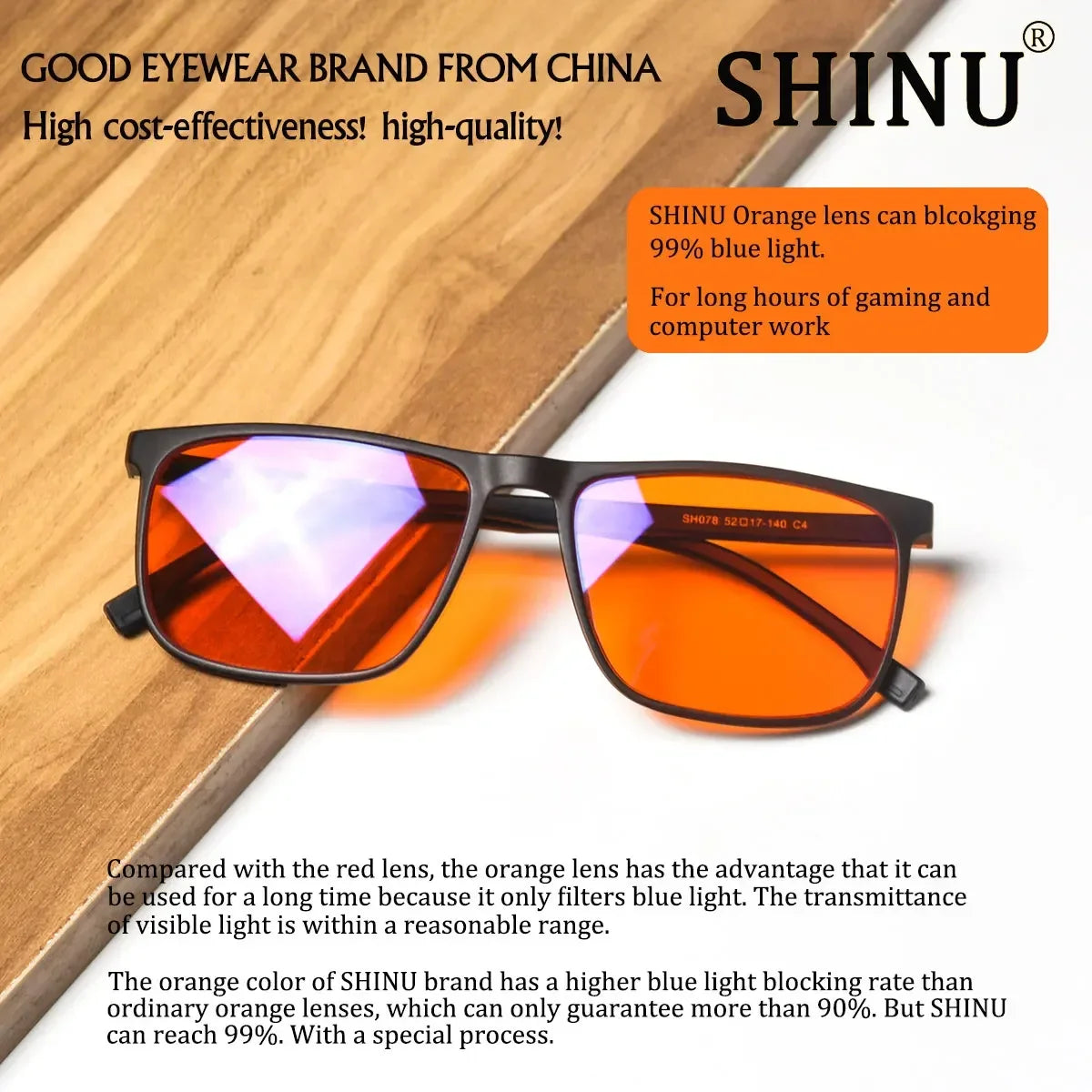 Brand Red Lenses Good Sleep Blue Light Blocking Glasses Men anti Green Light Eliminate Eye Strain Glasses Bluelight