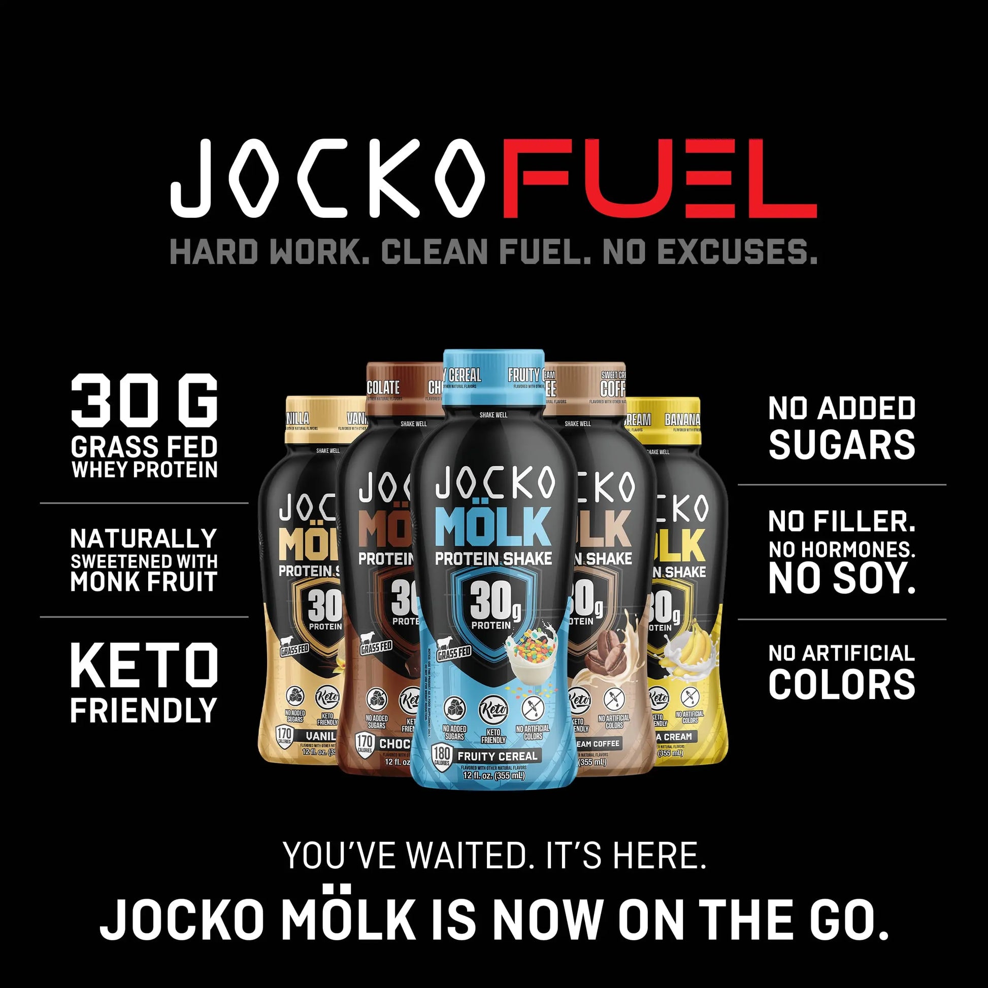 Revitalize Your Workout with Jocko Mölk Grass-Fed Protein Shakes - 30g of Pure Protein in Every Sip!