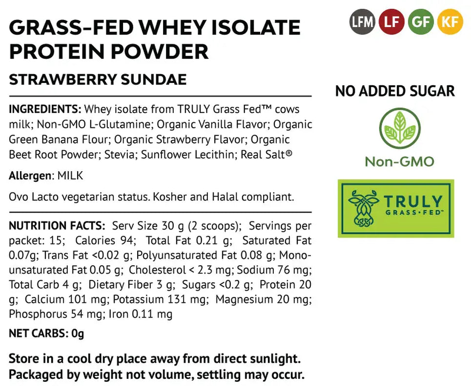 Indulge in the Creamy Delight of Marigold Grass-Fed Strawberry Sundae Whey Protein Isolate - 1Lb of Pure Nutrition!