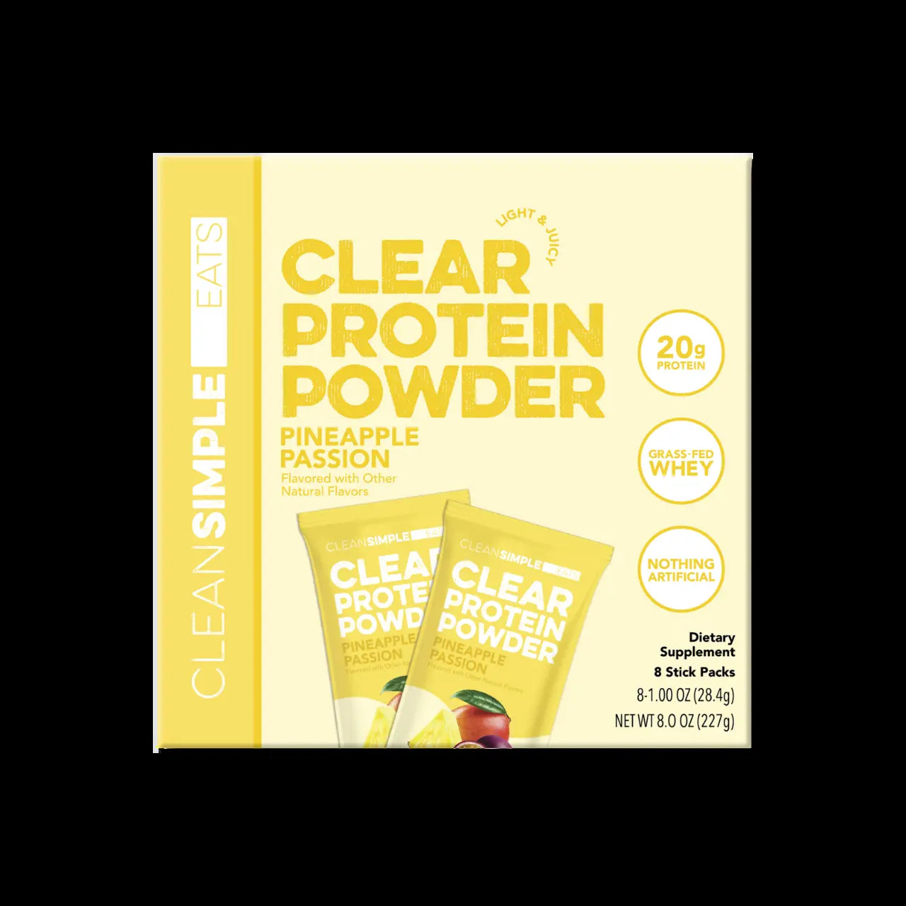 Refreshing Pineapple Passion Clear Protein Powder - 20g of Grass-Fed Whey in Every Stick Pack!