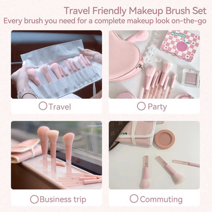 Elevate Your Beauty Routine with the Blueberry Frost 11-Piece Mini Makeup Brush Set & Chic Brush Bag