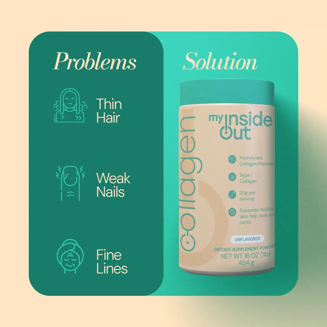 Elevate Your Wellness with Myinsideout Collagen Peptides Powder – Unflavored, Grass-Fed, and Packed with 20G Protein per Serving!