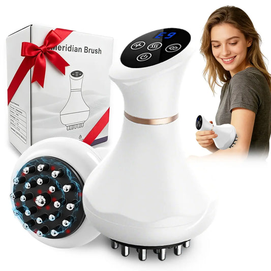 Revolutionary Portable Electric Heating Massage Brush - 1200mAh Battery, USB Rechargeable, 9 Modes for Ultimate Relaxation