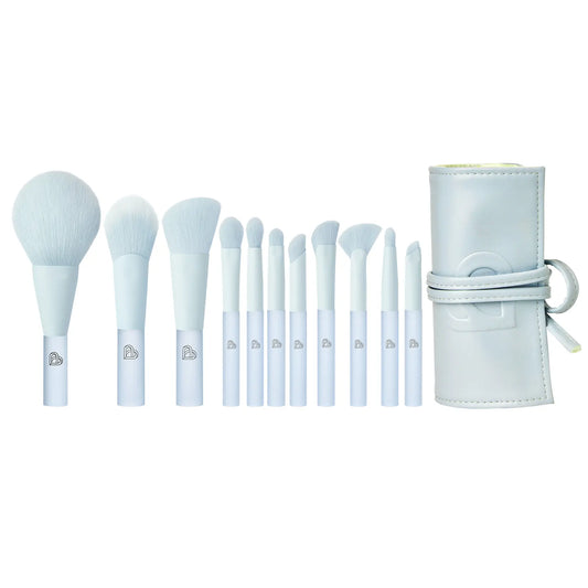 Elevate Your Beauty Routine with the Blueberry Frost 11-Piece Mini Makeup Brush Set & Chic Brush Bag