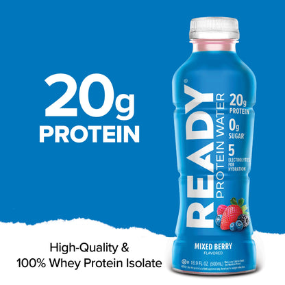Introducing the Limited Edition Ready Protein Water - Mixed Berry Flavor, 12 Pack with 20g of Protein!