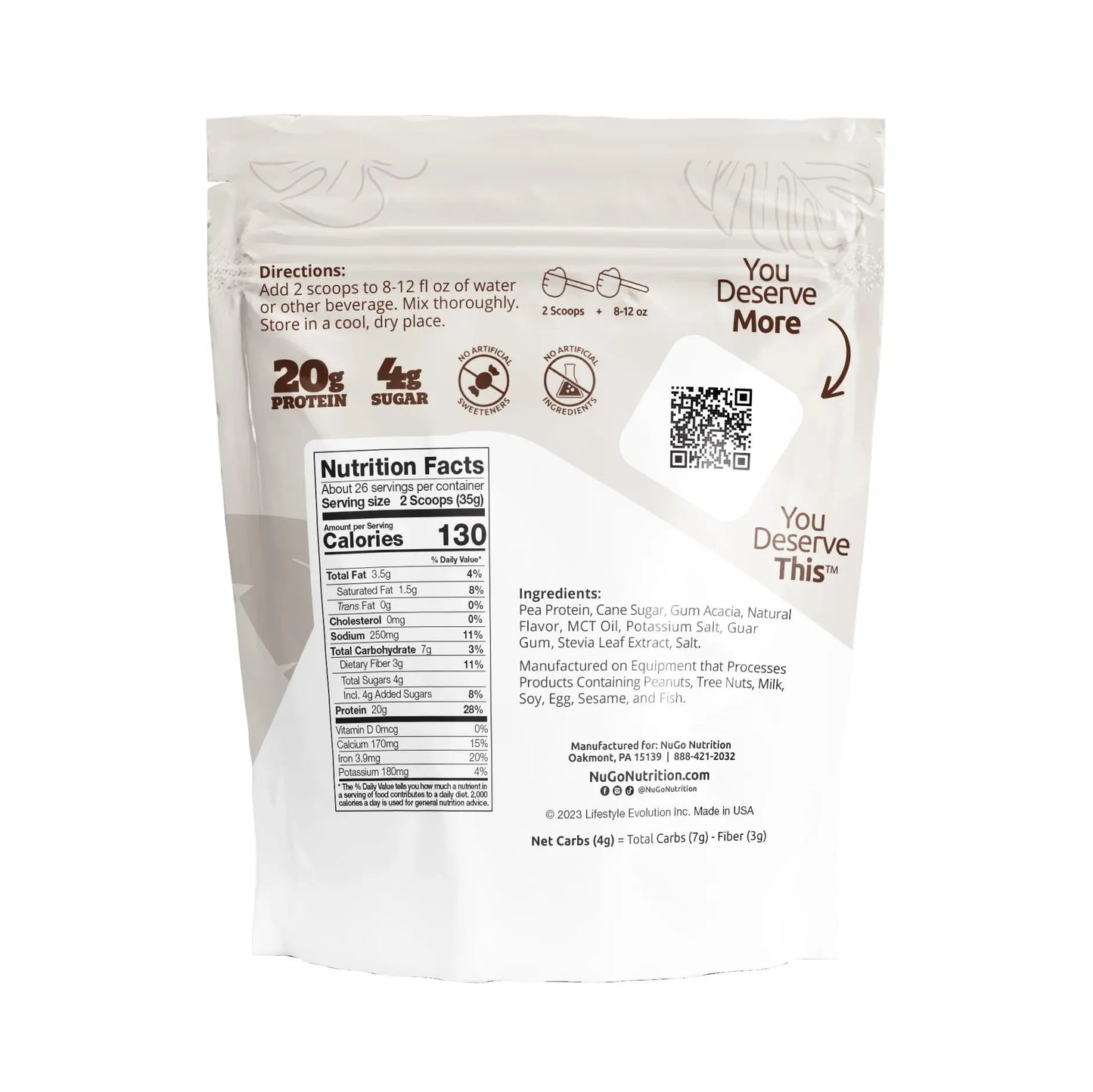 Indulge in Nutritious Goodness with Vanilla NuGo Plant Protein Powder - 20G Protein Per Serving!