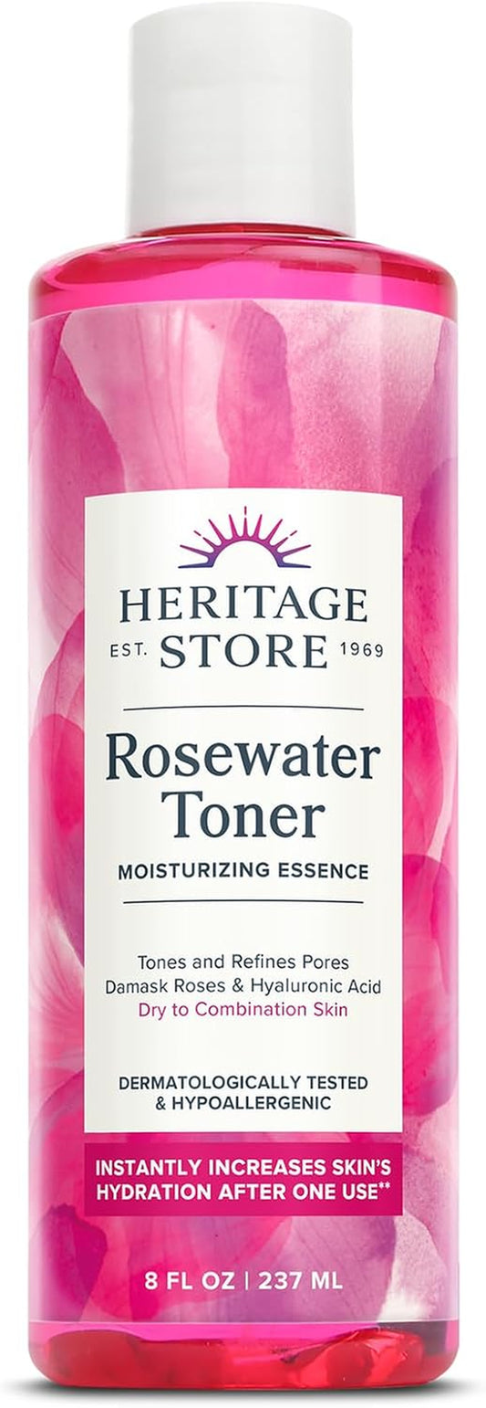Rosewater Facial Toner with Hyaluronic Acid, 8Oz