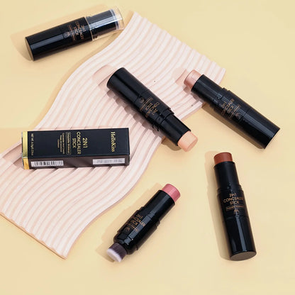 2 Pcs 3-In-1 Cream Blush Contour Highlighter Stick for Cheeks Eyes Lips Lightweight Dewyfinish Blush Stick Waterproof Long Lasting Contour Stick Trio Wand Face Makeup Setfor Girls and Women,Valentine'S Day Gift