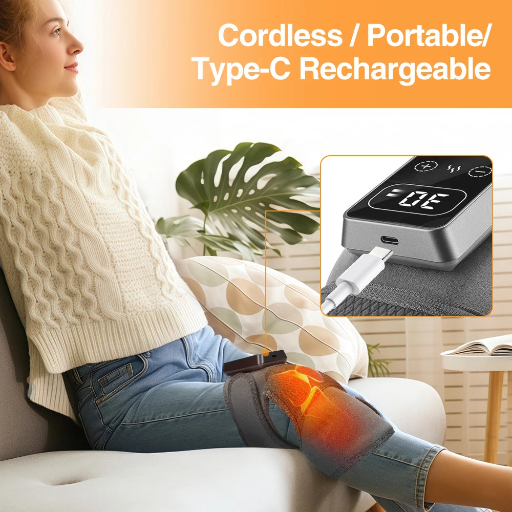 Eletric Heating Knee Massage 5 Levels Cordless Thermal Knee Shoulder Massager Joint Braceknee Pad Muscle Relaxation