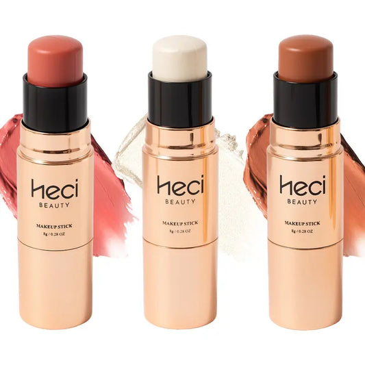 3 Pack Contour Stick Set, Face Shaping & Contouring Stick with Highlighter Blush Bronzer for Sculpt the Cheeks Nose Jawline, Blendable Long Lasting Makeup Stick ，Natural Finish