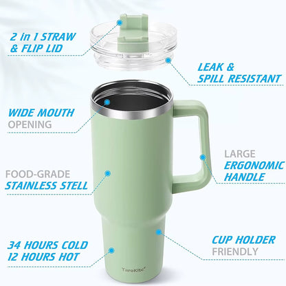 Stay Hydrated in Style with the 40Oz Pink Insulated Tumbler - Perfect for Iced Coffee and More!
