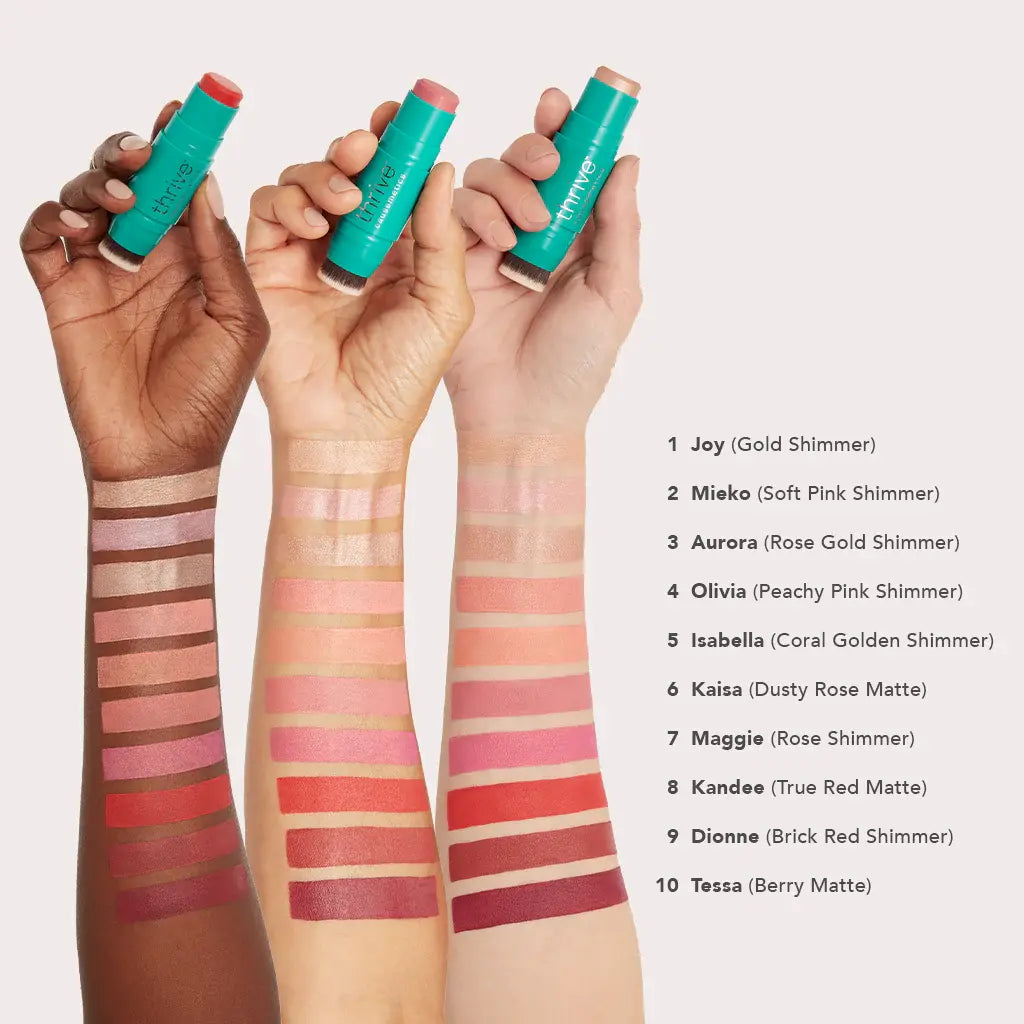 Transform Your Look with Thrive Causemetics Triple Threat Color Stick - Your Ultimate Blush, Bronzer, Highlighter, and Contour Solution!