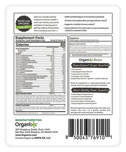 Elevate Your Health with Organixx Greens Superfood Powder - Organic, Gluten-Free, Vegan, and Packed with Probiotics and Digestive Enzymes for Ultimate Wellness!