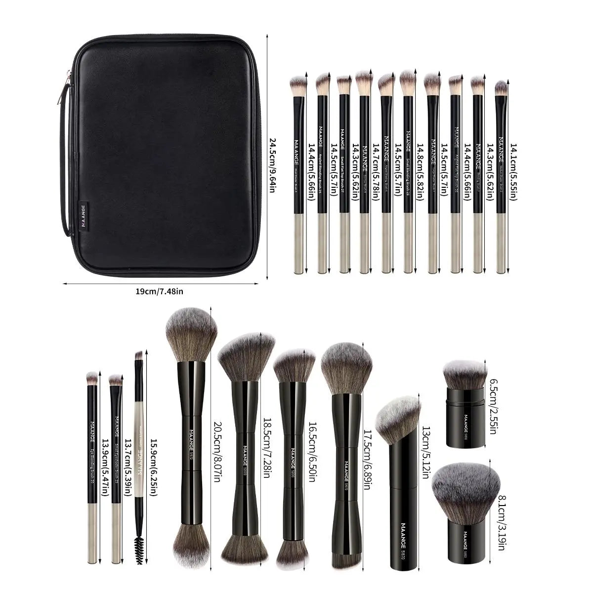 Ultimate 20-Piece Makeup Brush Set with Stylish Storage Bag - Professional Quality Aluminum Brushes for Women & Girls