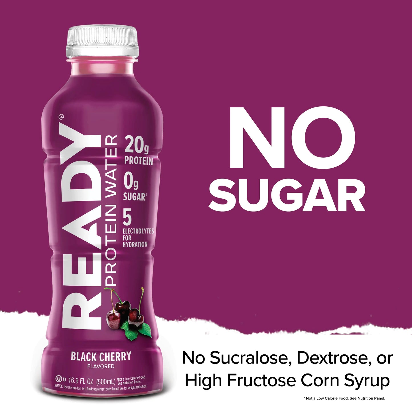 Revitalize Your Workout with Ready Protein Water - Black Cherry Flavor, 12 Pack Loaded with 20G of Protein!