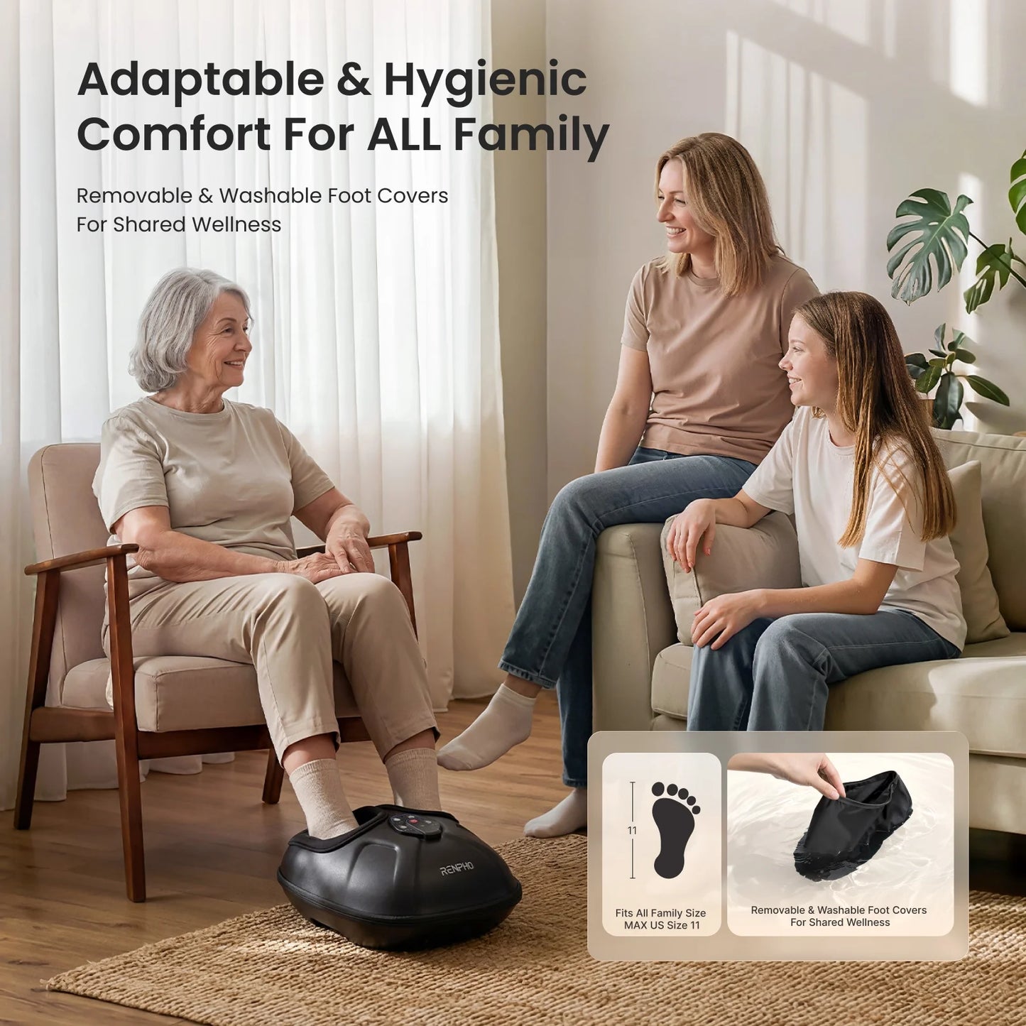 Revitalize Your Feet with the RENPHO Heated Shiatsu Foot Massager - Perfect for Pain Relief and Relaxation, Ideal Gift for Loved Ones