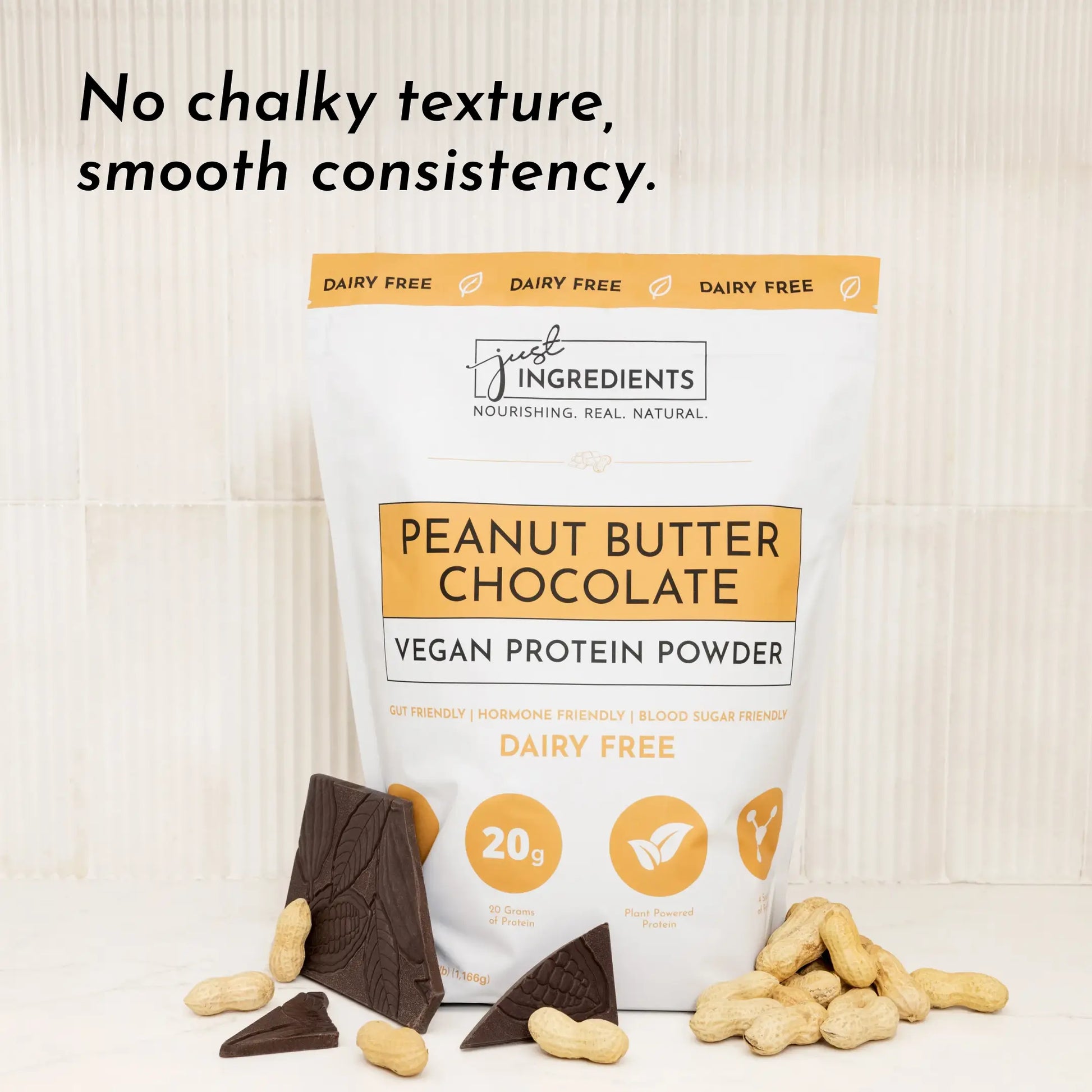 Just Ingredients Peanut Butter Chocolate Vegan Protein Powder 20G Plant-Based Protein Dairy Free Workout Supplement